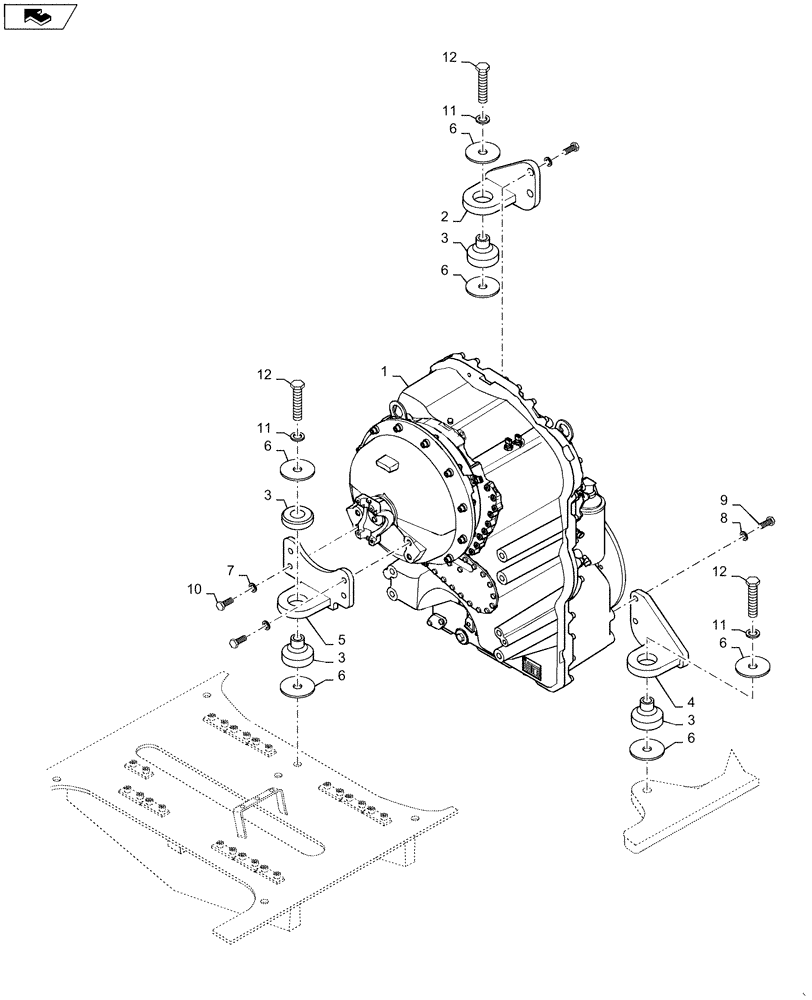 Схема запчастей Case 621F - (21.100.01) - MOUNTING - TRANSMISSION 4 SPEED (21) - TRANSMISSION