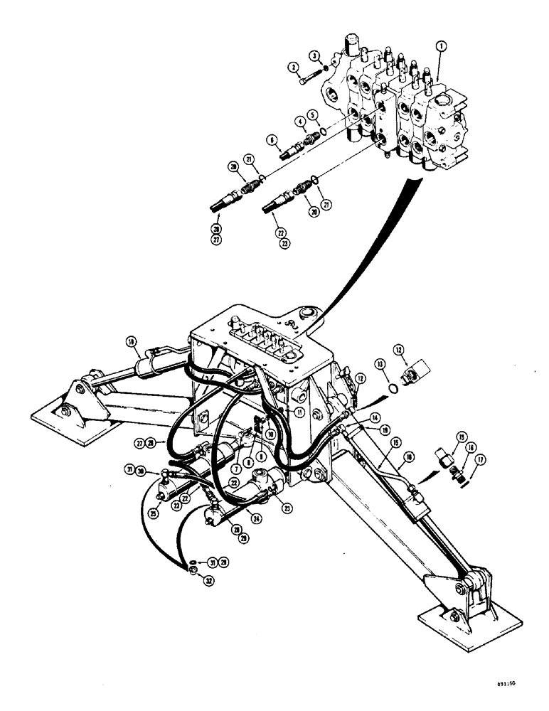 Схема запчастей Case 36 - (36) - SWING AND STABILIZER CYLINDER HYDRAULICS 