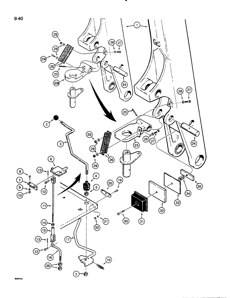 Схема запчастей Case 35C - (9-40) - BOOM LATCH, W14 LOADER ONLY (09) - CHASSIS/ATTACHMENTS