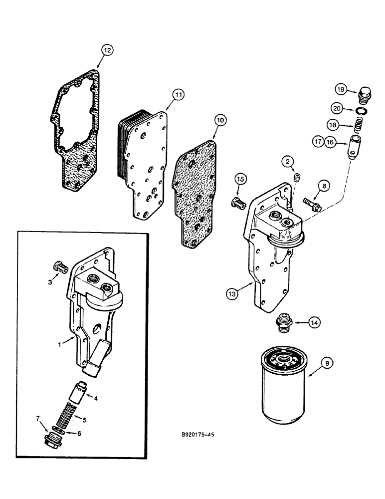 Схема запчастей Case 688C - (2-36) - OIL FILTER AND COOLER (01) - ENGINE