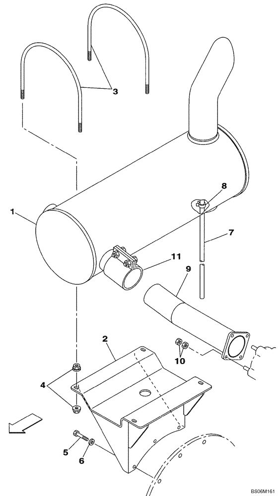 Схема запчастей Case CX350B - (02-03) - EXHAUST SYSTEM - MUFFLER (02) - ENGINE