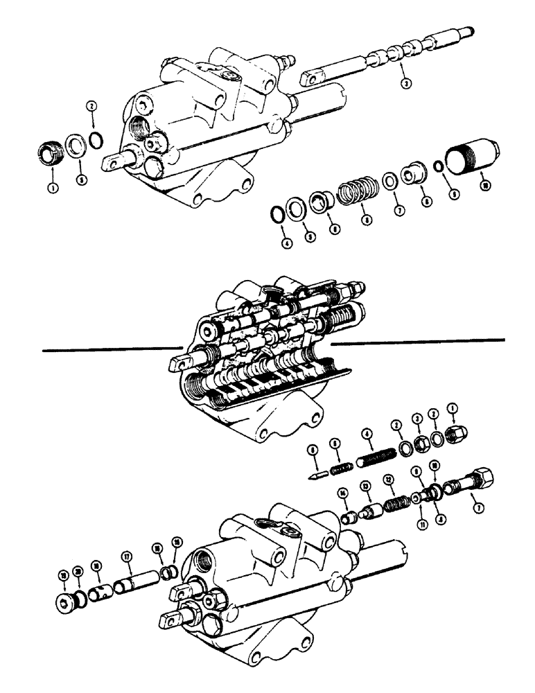 Схема запчастей Case 680CK - (184) - THREE POSITION SPOOLS - DOUBLE ACTING, USED WITH THREE SPOOL LOADER VALVE ONLY (35) - HYDRAULIC SYSTEMS