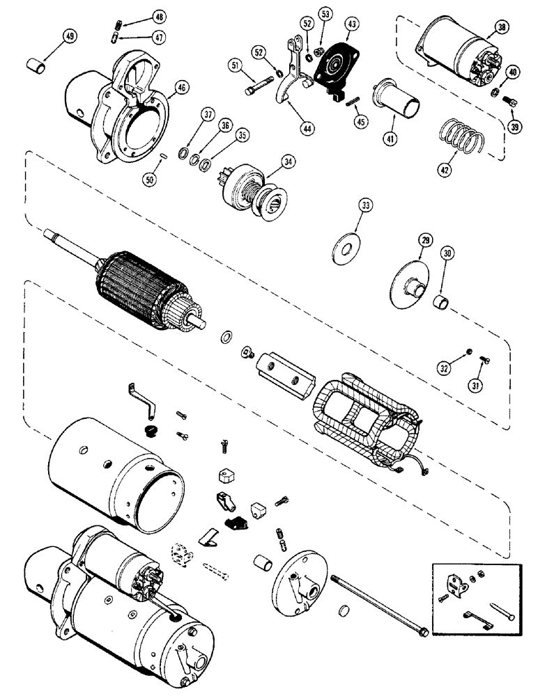 Схема запчастей Case 580B - (125E) - A36582 STARTER, (188) DIESEL ENGINE, MECHANICAL SHUTTLE USED PRIOR TO TRAC SN 8738684 (04) - ELECTRICAL SYSTEMS