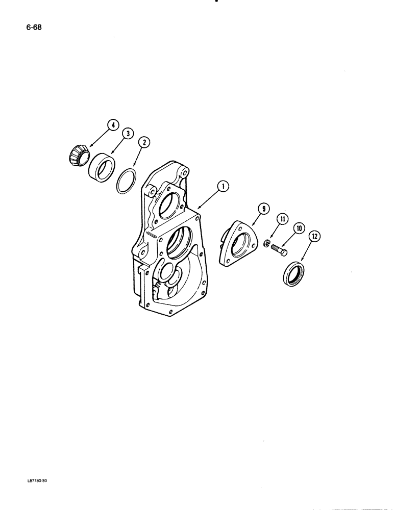 Схема запчастей Case 480E LL - (6-68) - TRANSAXLE MAIN SHAFT ADJUSTING COVER, 4 WHEEL DRIVE (06) - POWER TRAIN