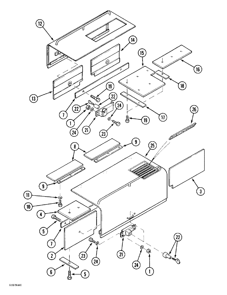 Схема запчастей Case 170C - (9-022) - SIDE ACCESS COVERS, P.I.N. 02328 AND AFTER (09) - CHASSIS