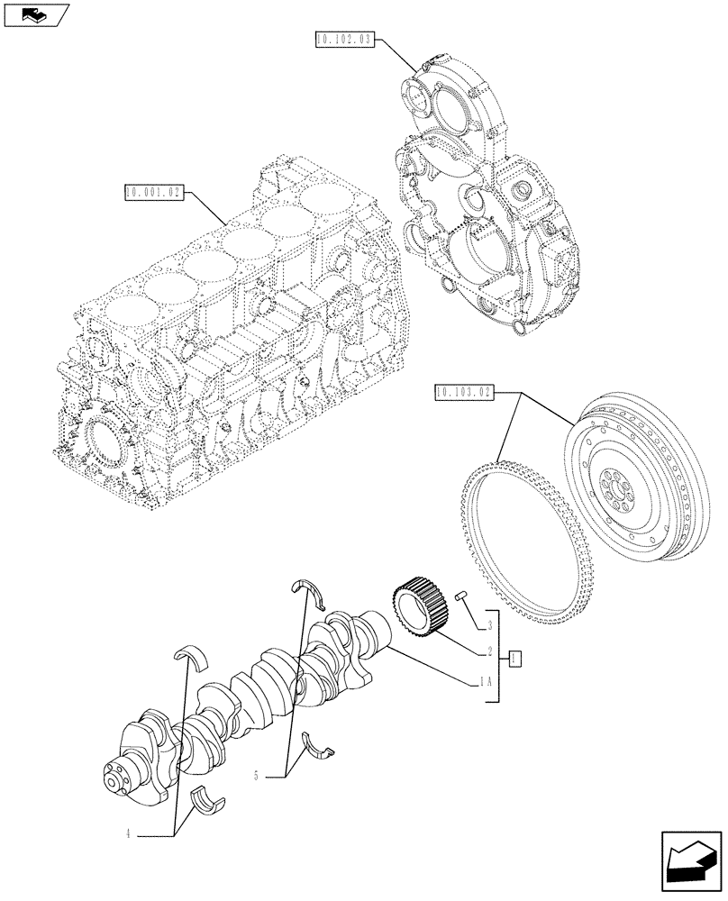 Схема запчастей Case F2CFE614D A004 - (10.103.01) - CRANKSHAFT & RELATED PARTS (504128792) (10) - ENGINE