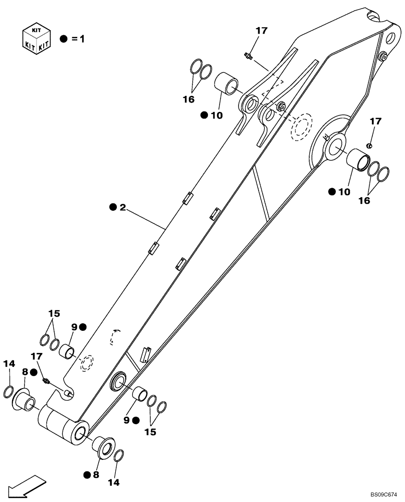 Схема запчастей Case CX350B - (09-73) - ARM (3.25 M) STANDARD (09) - CHASSIS