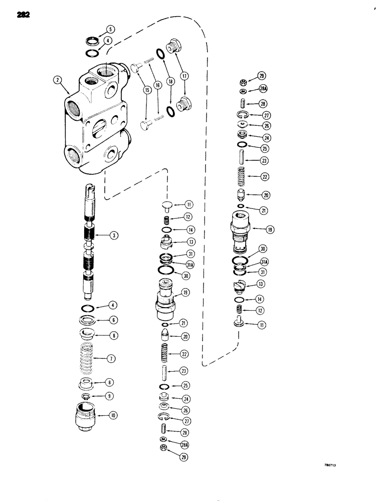 Схема запчастей Case 680G - (282) - BACKHOE CONTROL VALVE, SWING SECTION (08) - HYDRAULICS