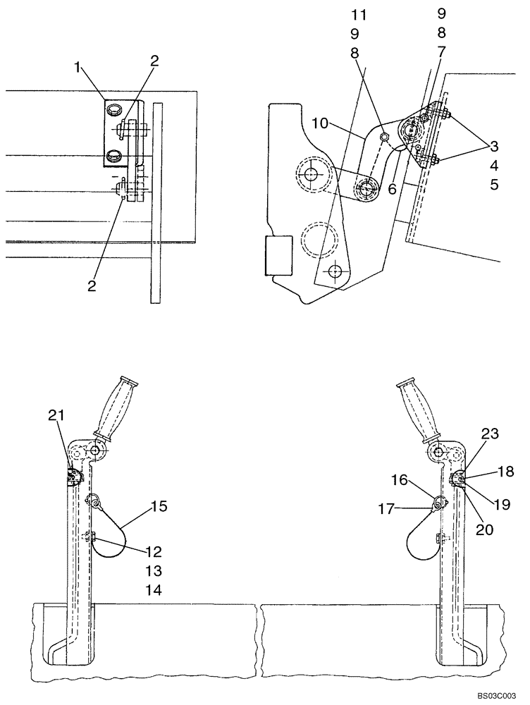 Схема запчастей Case 1845C - (09-64A) - SPECIAL PARTS FOR ITALY - BUCKET LOCKOUT; LOCK, LOADER CONTROL (09) - CHASSIS/ATTACHMENTS