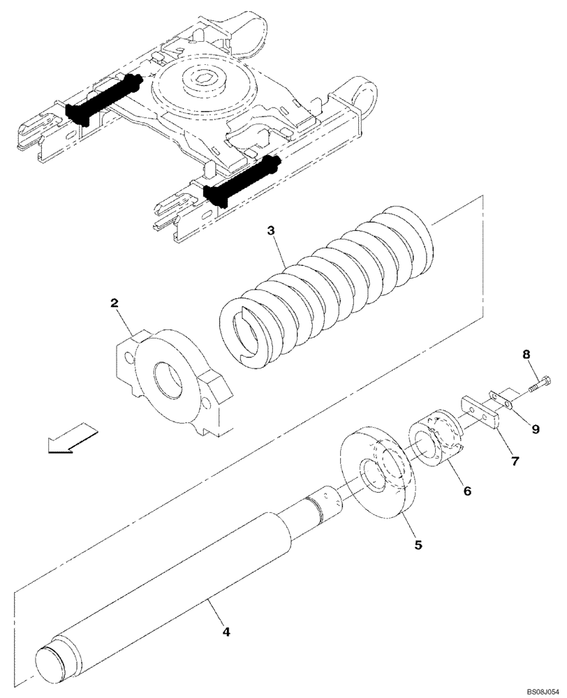 Схема запчастей Case CX800B - (05-05) - TENSION DAMPER (11) - TRACKS/STEERING