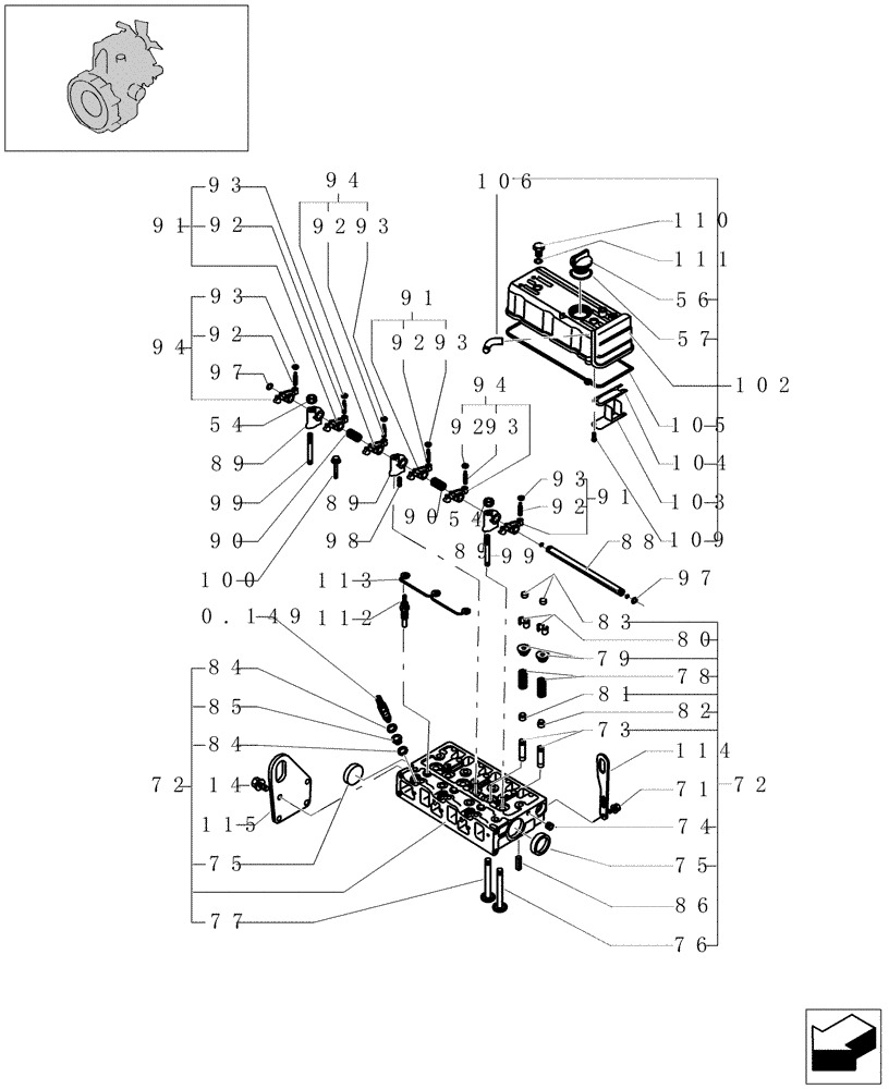 Схема запчастей Case CX16B - (0.060[01]) - CYLINDER HEAD & BONNET (10) - ENGINE