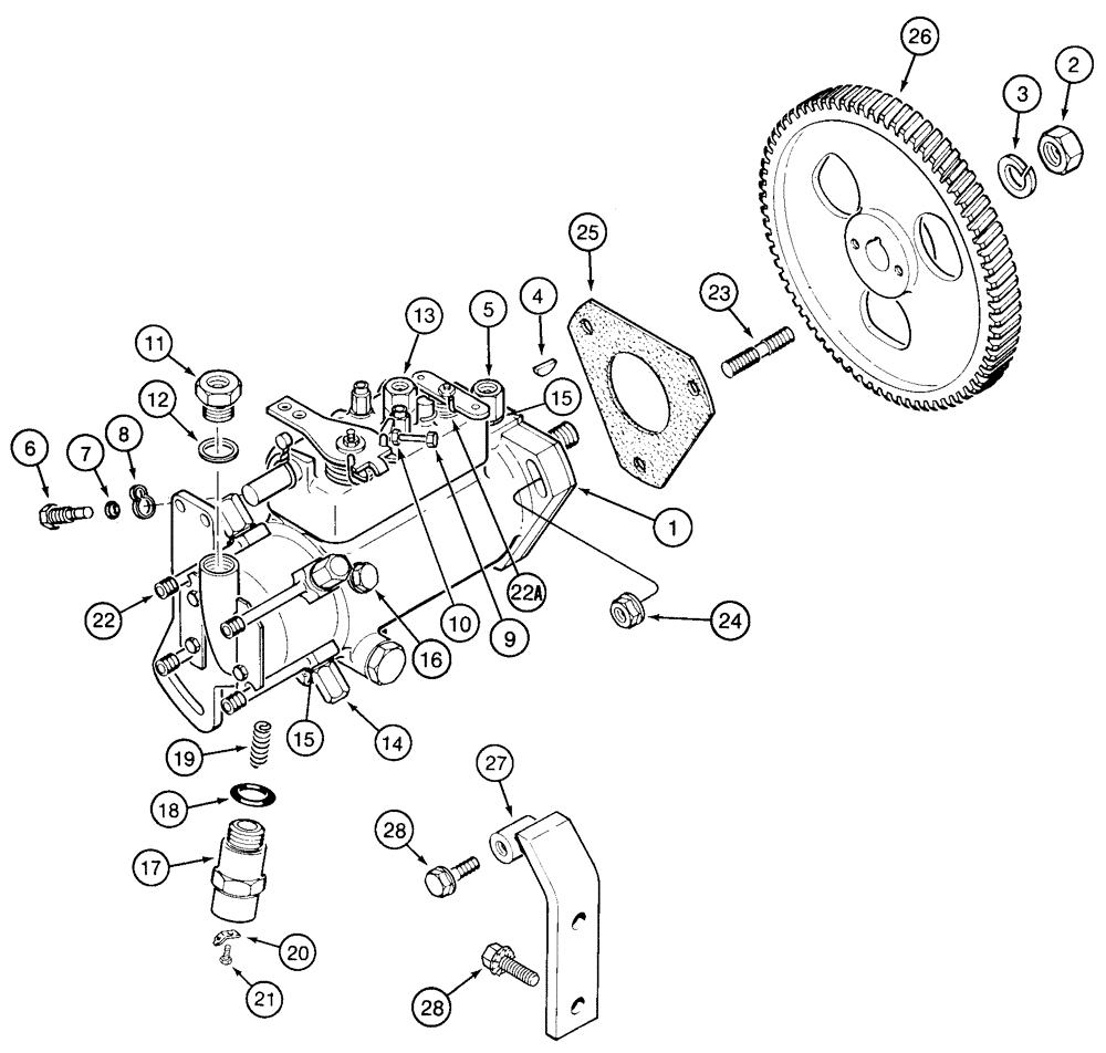 Схема запчастей Case 85XT - (03-10A) - FUEL INJECTION PUMP AND DRIVE EUROPE, 4-390 ENGINE (03) - FUEL SYSTEM