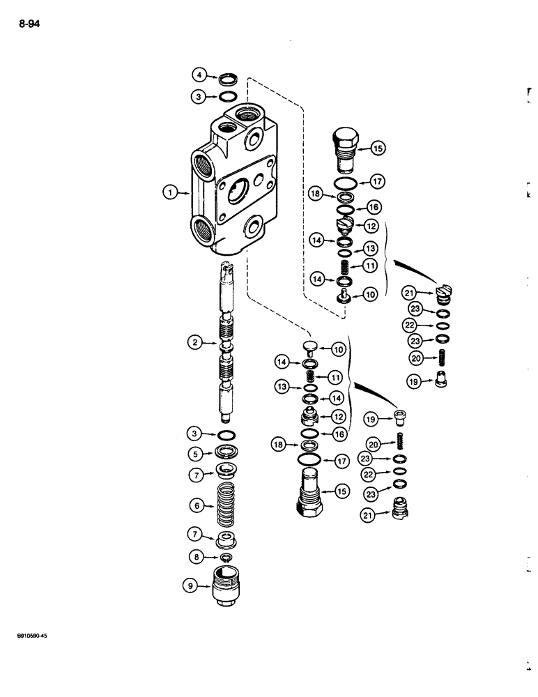 Схема запчастей Case 680L - (8-094) - BACKHOE CONTROL VALVE, DIPPER EXTENSION SECTION (08) - HYDRAULICS