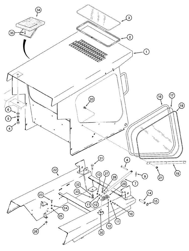 Схема запчастей Case 1825 - (9-20) - FOPS/ROPS AND ROPS - GLAZED, EUROPEAN MODELS (09) - CHASSIS/ATTACHMENTS