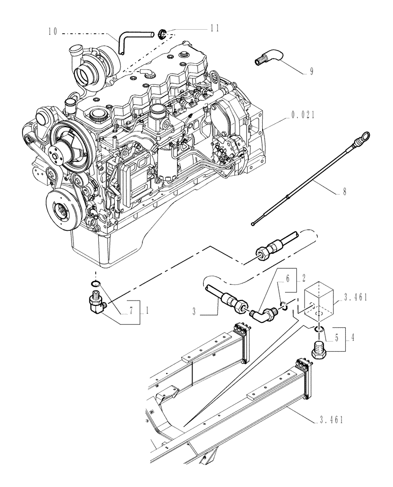 Схема запчастей Case 1850K - (0.505[02]) - ENGINE - RELATED PARTS (01) - ENGINE