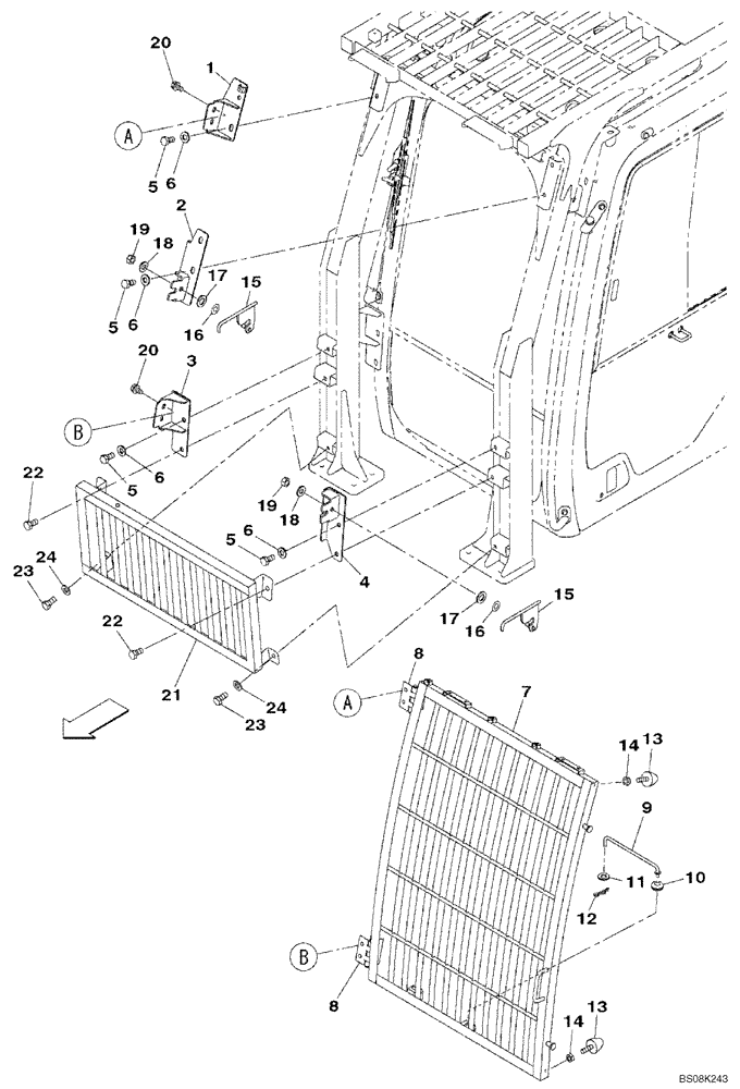 Схема запчастей Case CX800B - (09-19) - CAB GUARD - WINDSHIELD, UPPER AND LOWER (09) - CHASSIS