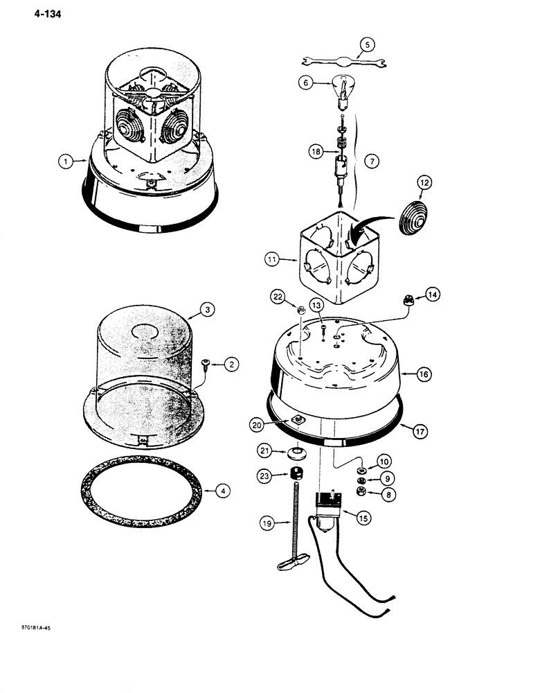 Схема запчастей Case 680K - (4-134) - 12 VOLT ROTATING BEACON (04) - ELECTRICAL SYSTEMS