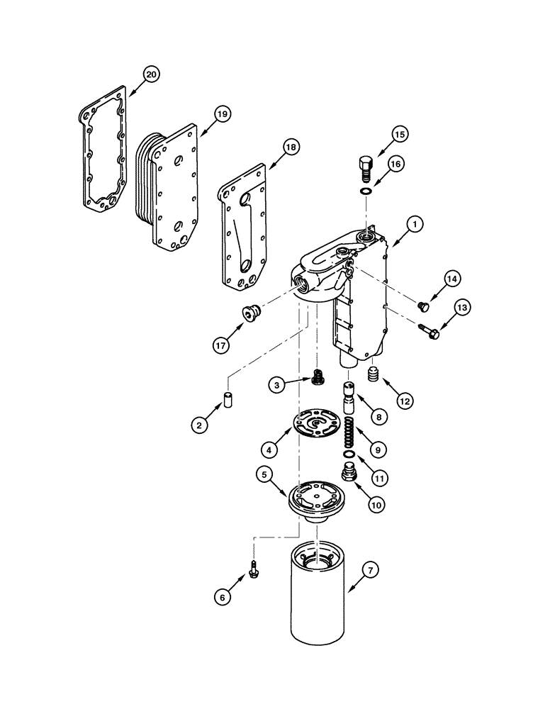 Схема запчастей Case 885 - (02-30[01]) - LUBRICATING OIL FILTER AND COOLER (02) - ENGINE