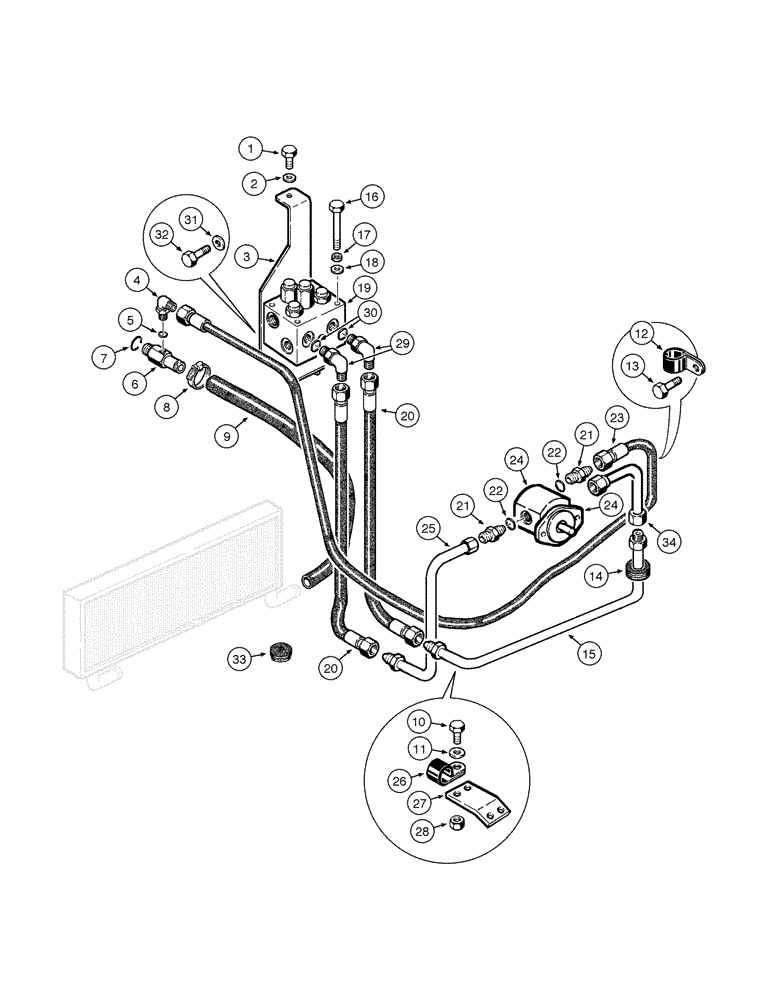 Схема запчастей Case 865 AWD - (08-088[01]) - ENGINE COOLING SYSTEM - REVERSE FAN HYDRAULIC MOTOR (08) - HYDRAULICS