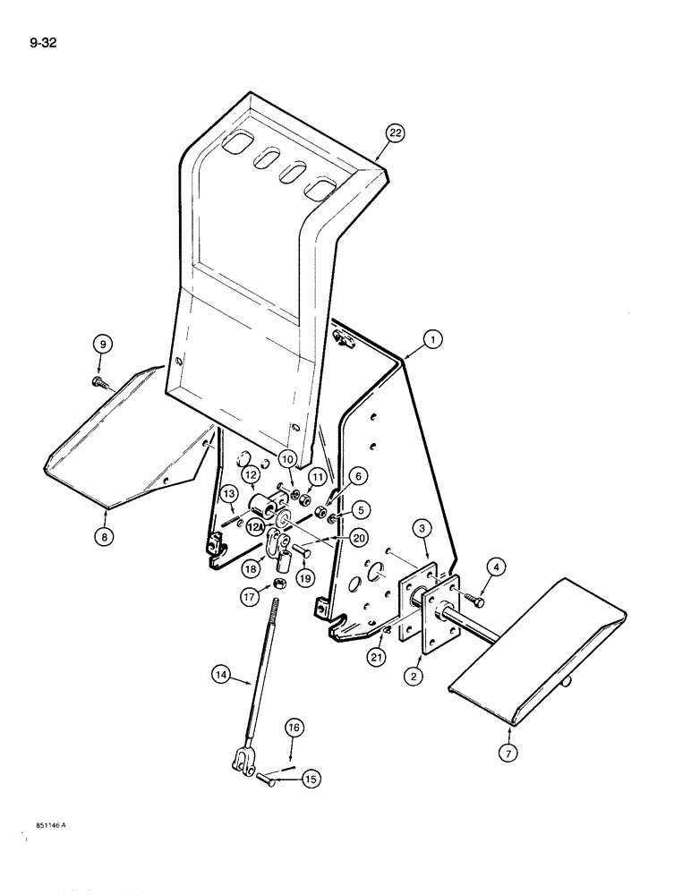 Схема запчастей Case 780D - (9-032) - BACKHOE EXTENDABLE DIPPER CONTROL, HAND SWING MODELS (09) - CHASSIS/ATTACHMENTS