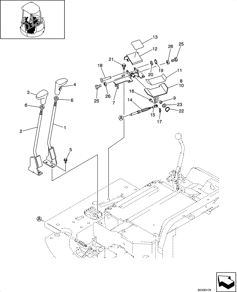 Схема запчастей Case CX31 - (09-34[00]) - CONTROL PEDAL AND LEVER ASSY (09) - CHASSIS/ATTACHMENTS