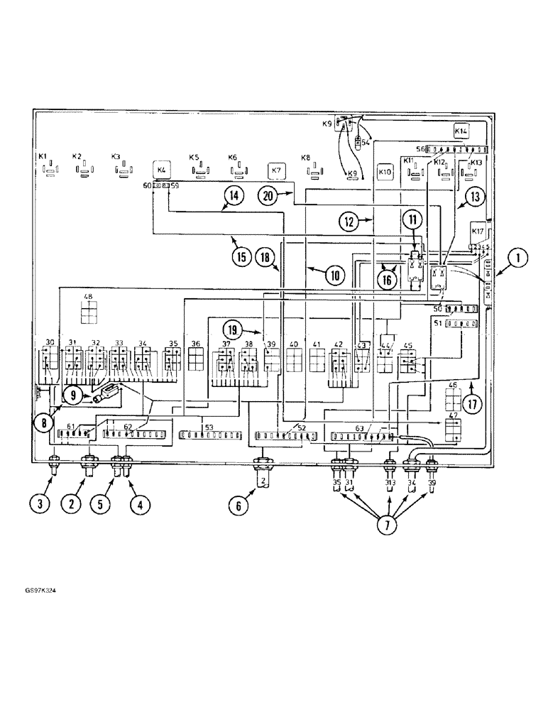 Схема запчастей Case 170C - (4-36) - ELECTRICAL BOX SYSTEM, HARNESS CONNECTIONS TO ELECTRICAL BOX, P.I.N. 74501 & AFTER (04) - ELECTRICAL SYSTEMS