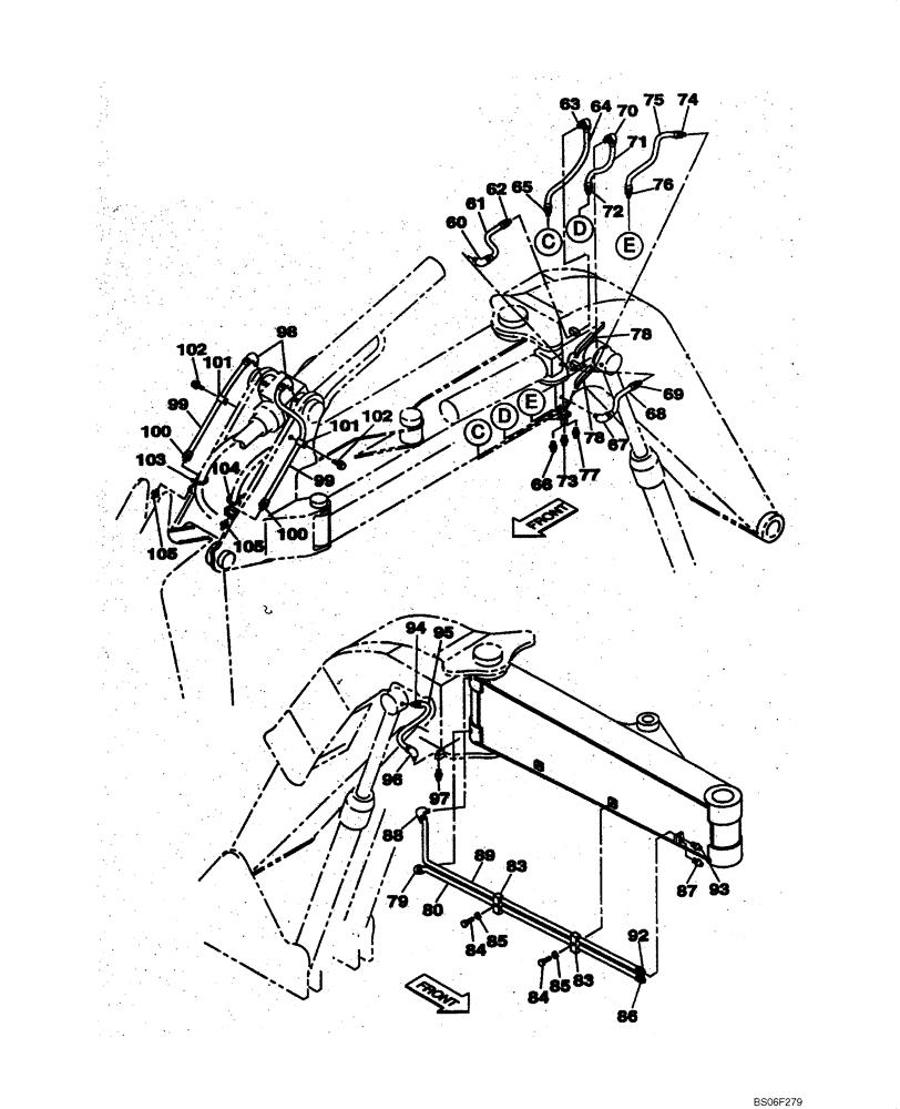 Схема запчастей Case CX135SR - (08-021B) - HYDRAULIC CIRCUIT - OFFSET BACKHOE BOOM (08) - HYDRAULICS