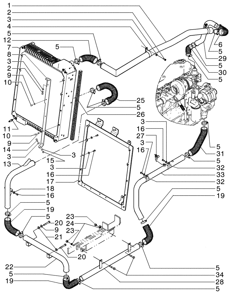 Схема запчастей Case 885B AWD - (02-35[01]) - PIPING ENGINE OIL COOLER (02) - ENGINE