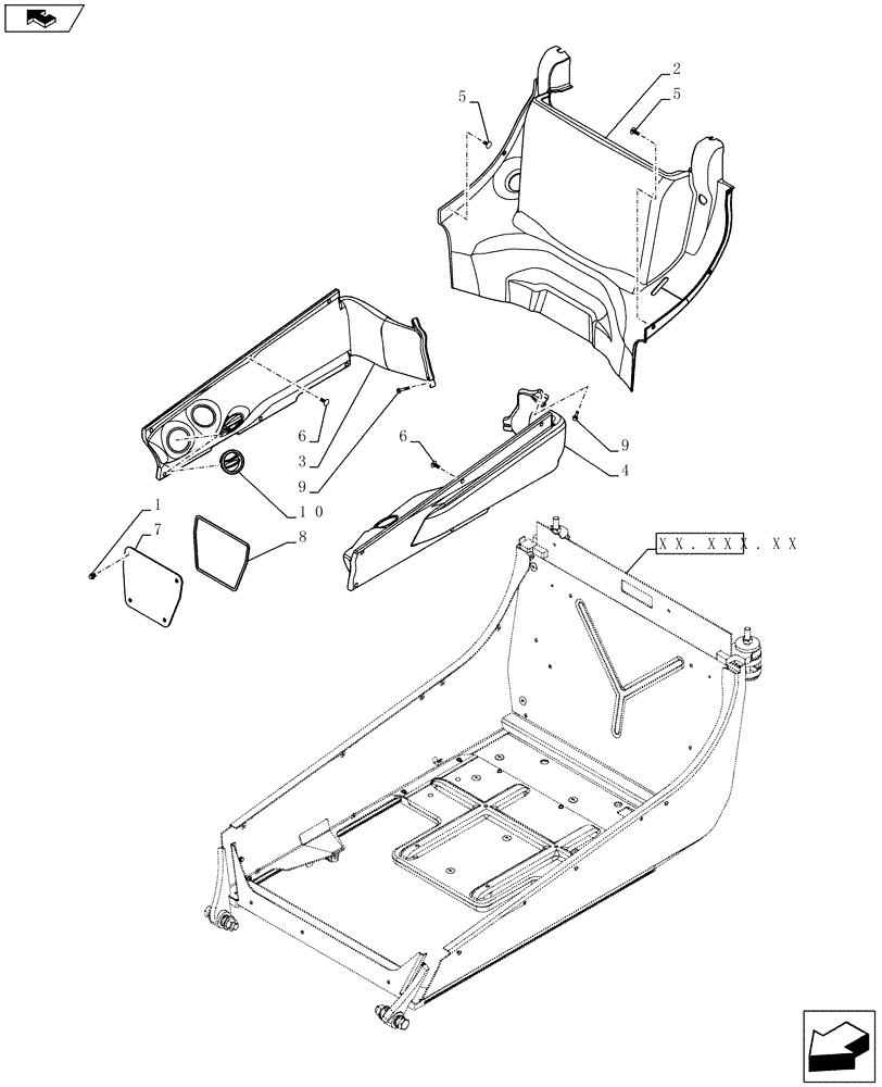 Схема запчастей Case SR175 - (90.160.CK[01]) - INTERIOR TRIM CASE (ALL CASE) (90) - PLATFORM, CAB, BODYWORK AND DECALS