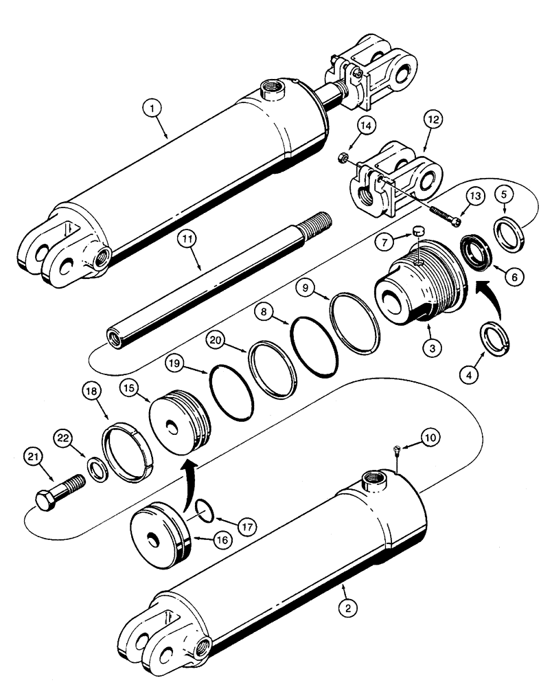 Схема запчастей Case 960 - (08-68) - CYLINDER ASSY CRUMBER (08) - HYDRAULICS