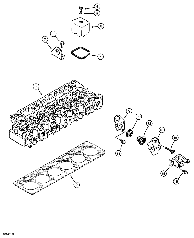 Схема запчастей Case 850G - (2-36) - CYLINDER HEAD COVER (PRIOR TO P.I.N. JJG0254015, EXCEPT FOR JJG0254005 TO JJG0254009) (01) - ENGINE