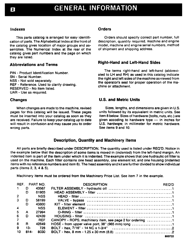 Схема запчастей Case 1845 - (002) - GENERAL INFORMATION (05) - SERVICE & MAINTENANCE