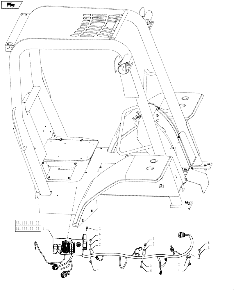 Схема запчастей Case 588H - (90.150.01) - CAB HARNESS INSTALLATION (90) - PLATFORM, CAB, BODYWORK AND DECALS