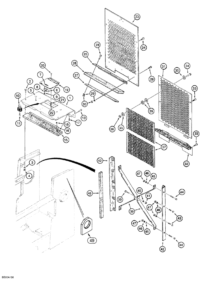 Схема запчастей Case 650G - (9-24) - RADIATOR GUARDS, GRILLE, AND SCREENS (09) - CHASSIS/ATTACHMENTS