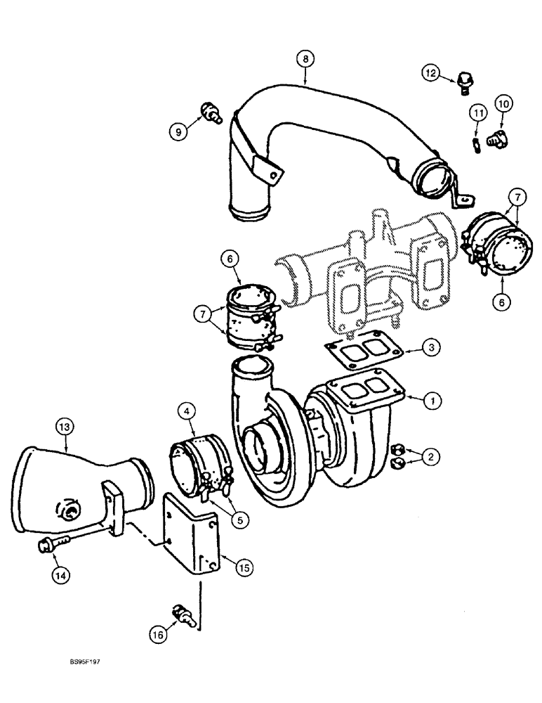 Схема запчастей Case 9060B - (2-20) - TURBOCHARGER SYSTEM, 6D22-TC ENGINE (02) - ENGINE