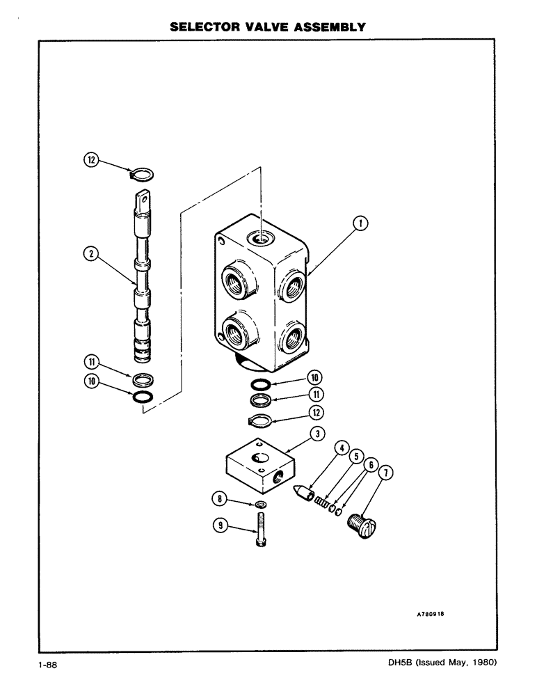 Схема запчастей Case DH5 - (1-88) - SELECTOR VALVE ASSEMBLY (35) - HYDRAULIC SYSTEMS