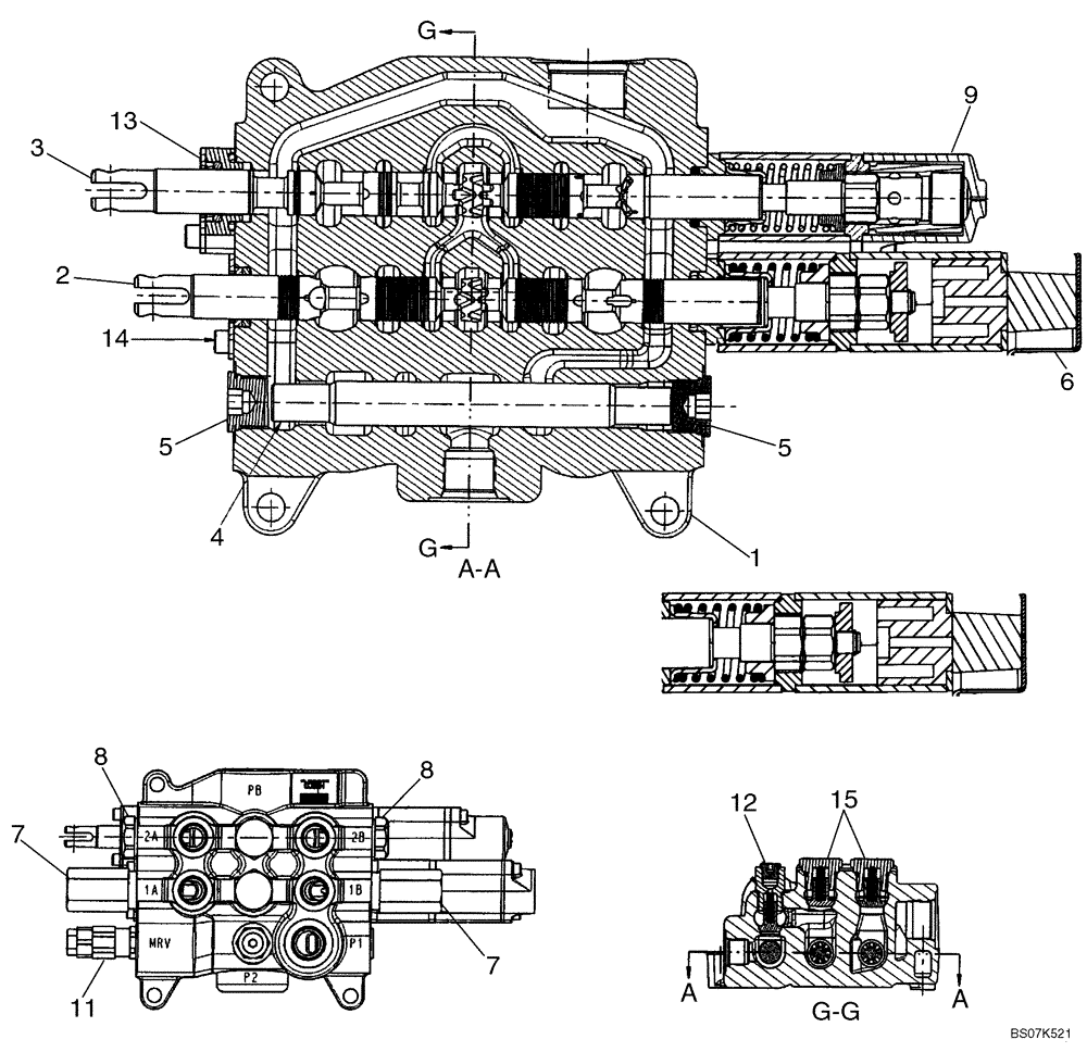 Схема запчастей Case 590SM - (08-34) - VALVE ASSY - LOADER CONTROL, TWO SPOOL (WITHOUT PILOT CONTROLS) (590SM) (08) - HYDRAULICS