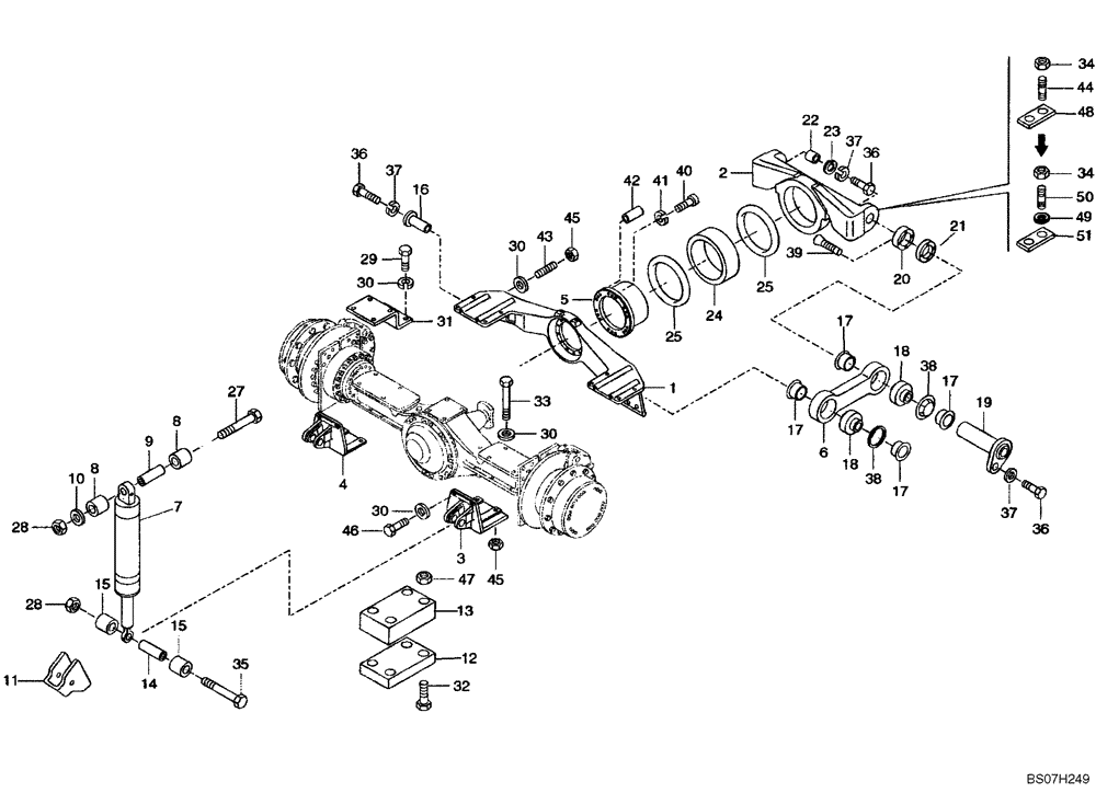 Схема запчастей Case 330 - (38A00010600[02]) - FRONT SUSPENSION (87442796) (11) - AXLES/WHEELS