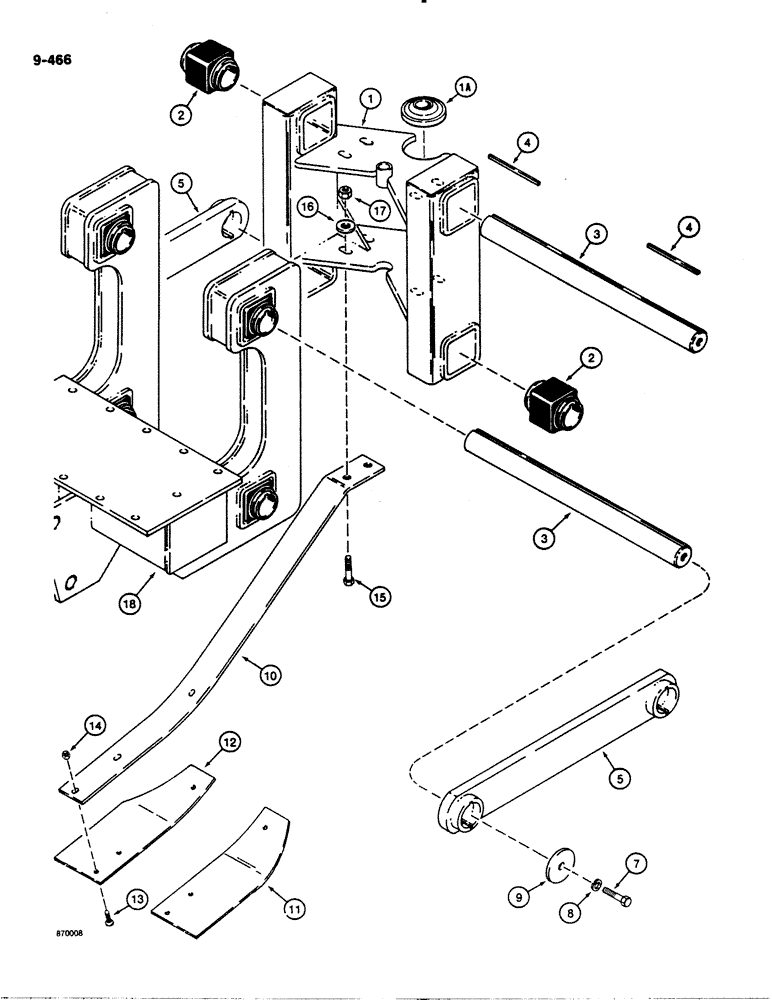 Схема запчастей Case DH4B - (9-466) - PLOW PIVOT FRAME AND LINKS (09) - CHASSIS/ATTACHMENTS