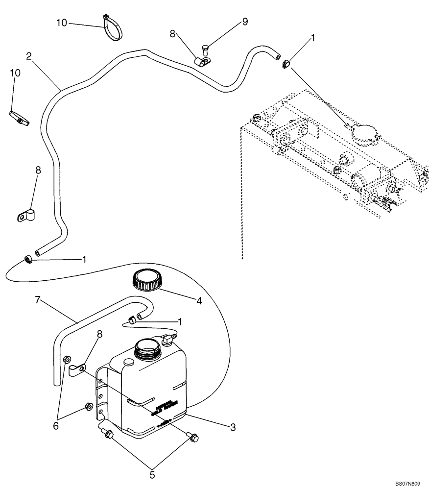 Схема запчастей Case 750L - (02-05) - COOLANT RECOVERY SYSTEM (02) - ENGINE