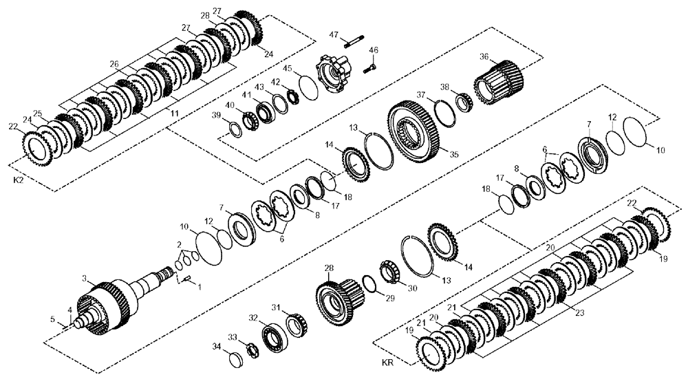 Схема запчастей Case 330 - (18A00020576[01]) - TRANSMISSION - CLUTCH ASSEMBLY (03) - Converter / Transmission