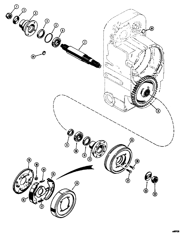 Схема запчастей Case 400 - (030) - TRANSMISSION, AXLE OUTPUT SHAFT AND PARKING BRAKE (03) - TRANSMISSION