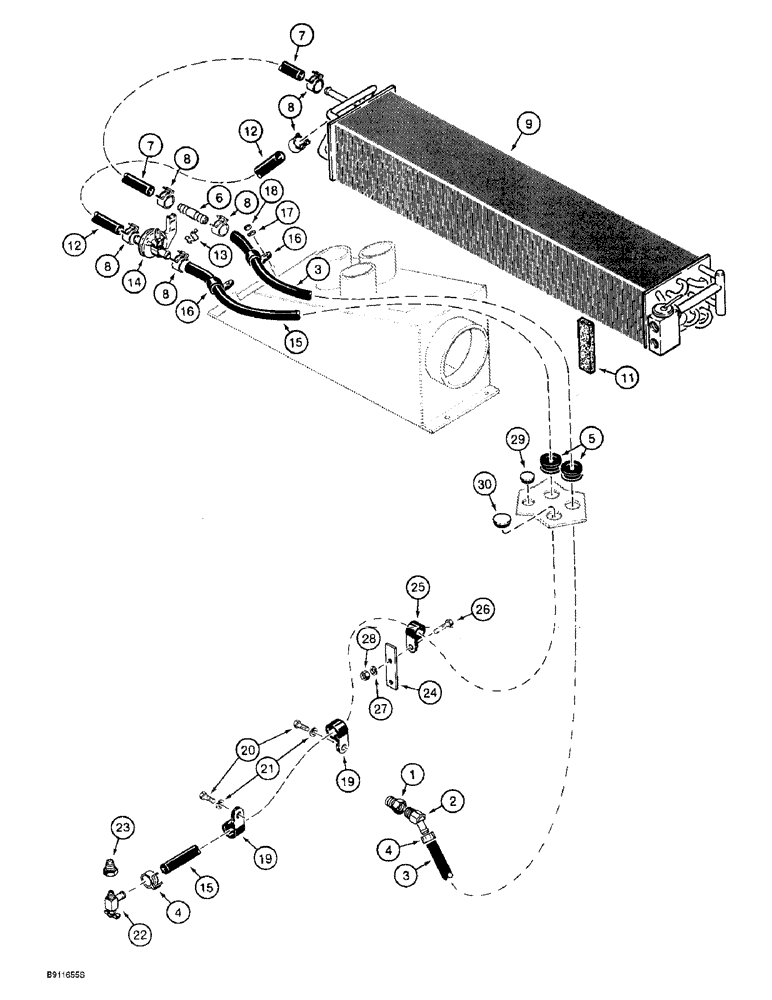 Схема запчастей Case 621B - (9-078) - HEATING SYSTEM (09) - CHASSIS/ATTACHMENTS