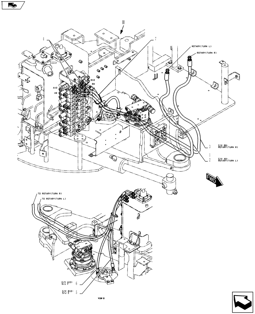 Схема запчастей Case CX55BMSR - (01-025[05]) - HYD LINES, UPPER (ROTARY, NIBBLER & BREAKER) (35) - HYDRAULIC SYSTEMS