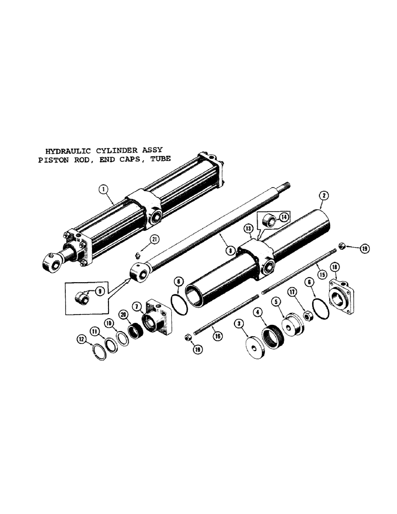 Схема запчастей Case 1000C - (316) - HYDRAULIC CYLINDER ASSEMBLY, PISTON ROD, END CAPS, TUBE (07) - HYDRAULIC SYSTEM