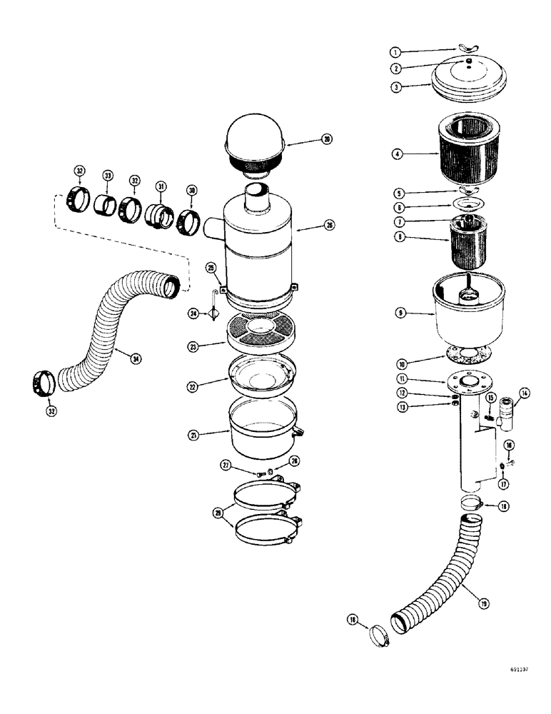 Схема запчастей Case W9C - (090) - DRY TYPE AIR CLEANER, DIESEL ENGINE (02) - ENGINE