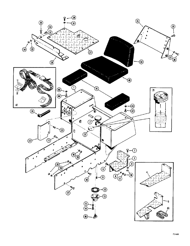 Схема запчастей Case 310G - (136) - SEAT, TANK, FLOOR PLATES, AND STEP PLATES (05) - UPPERSTRUCTURE CHASSIS