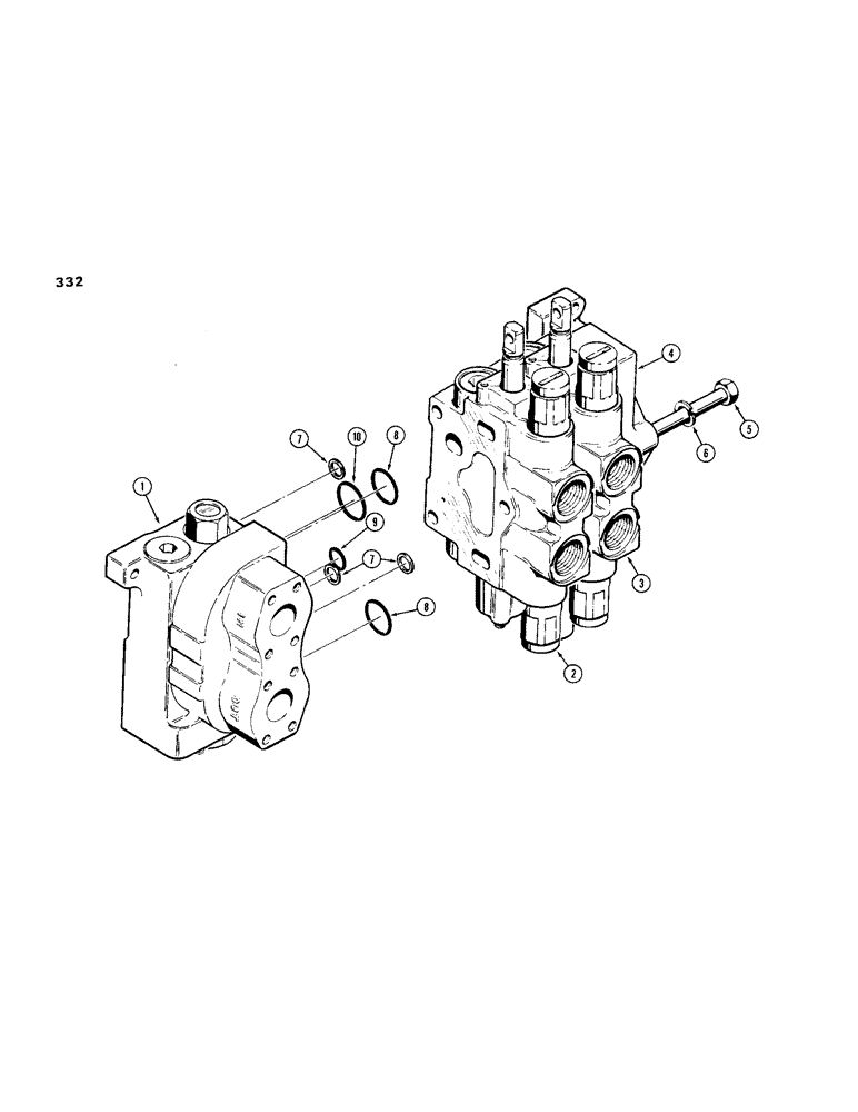 Схема запчастей Case 1150B - (332) - R40900 TWO SPOOL VALVE, LOADER MODEL (07) - HYDRAULIC SYSTEM