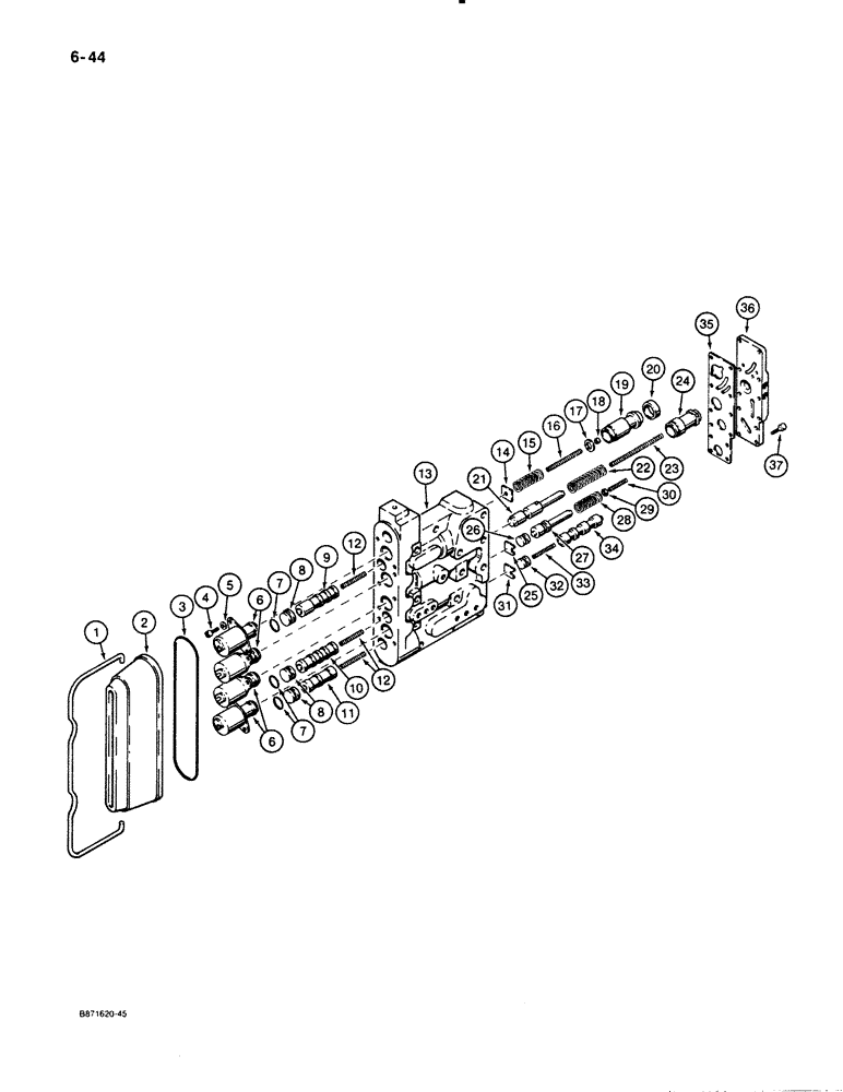 Схема запчастей Case W30 - (6-44) - ZF TRANSMISSION, CONTROL VALVE (06) - POWER TRAIN