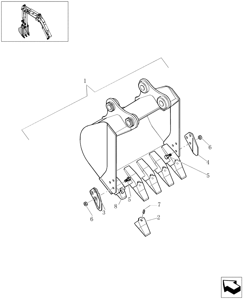 Схема запчастей Case CX20B - (5.0102[01]) - BUCKET (L=700MM) (84) - BOOMS, DIPPERS & BUCKETS